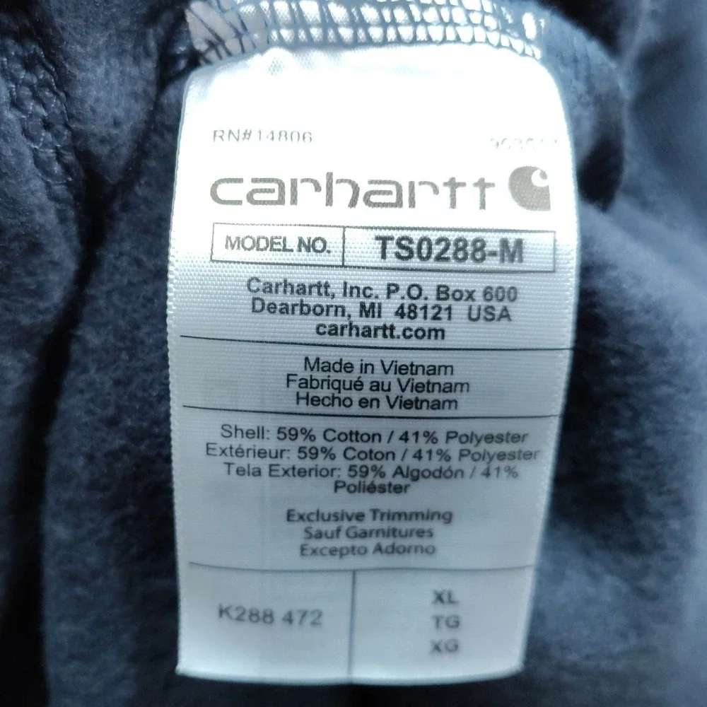 Carhartt Mens XL Loose Fit Midweight Logo Sleeve Hoodie Navy Blue K288 Fleece